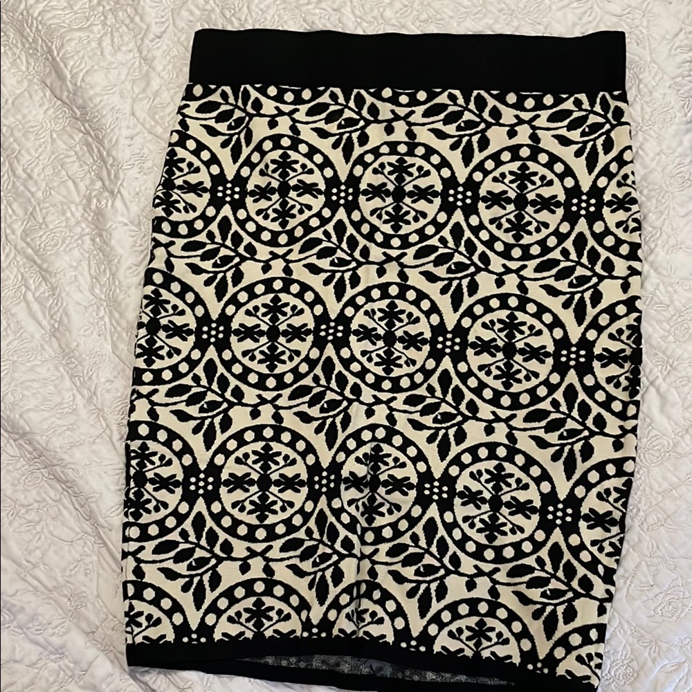Chic Black and White Patterned Skirt